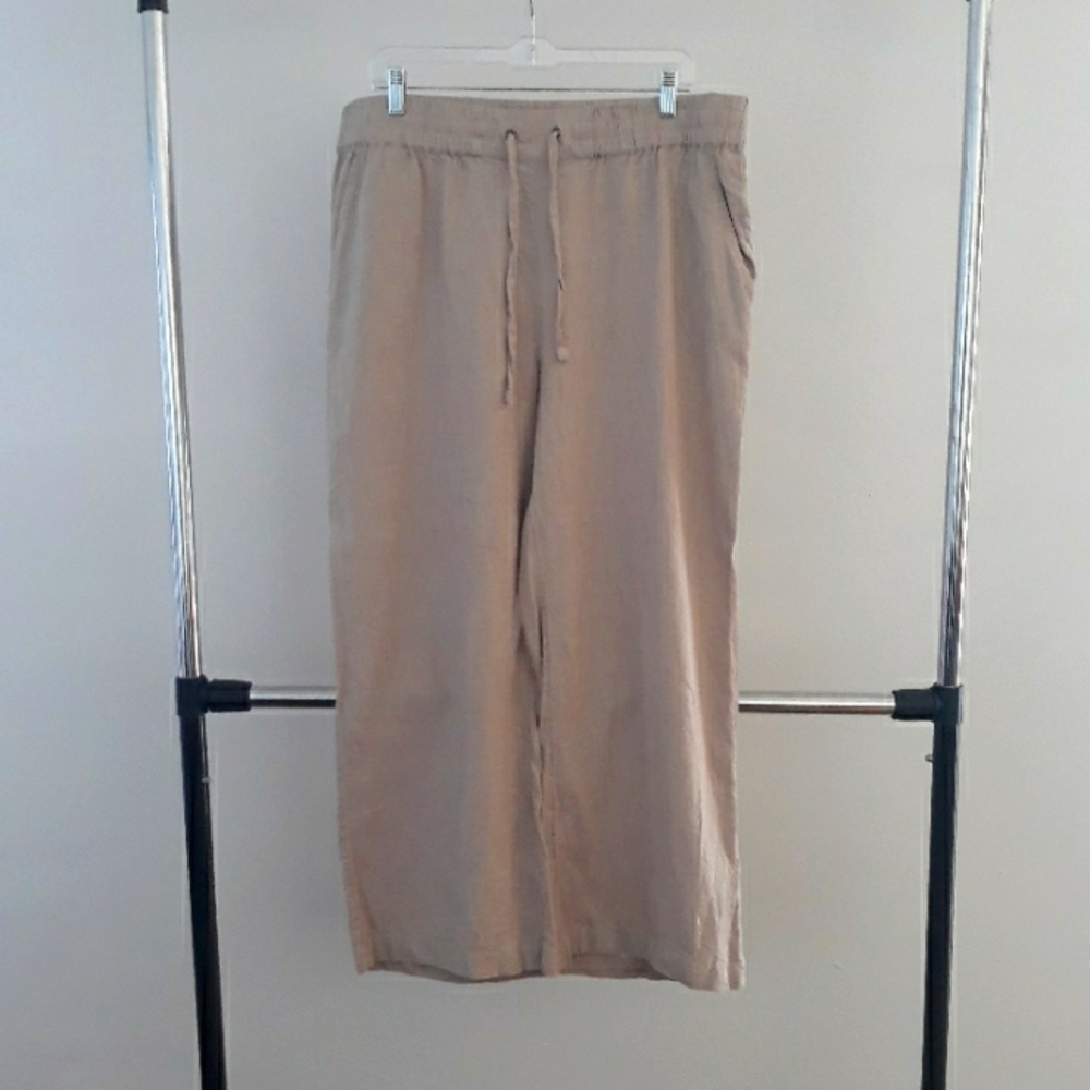Denim&Co Tan Wide Leg Pants with Relaxed Fit